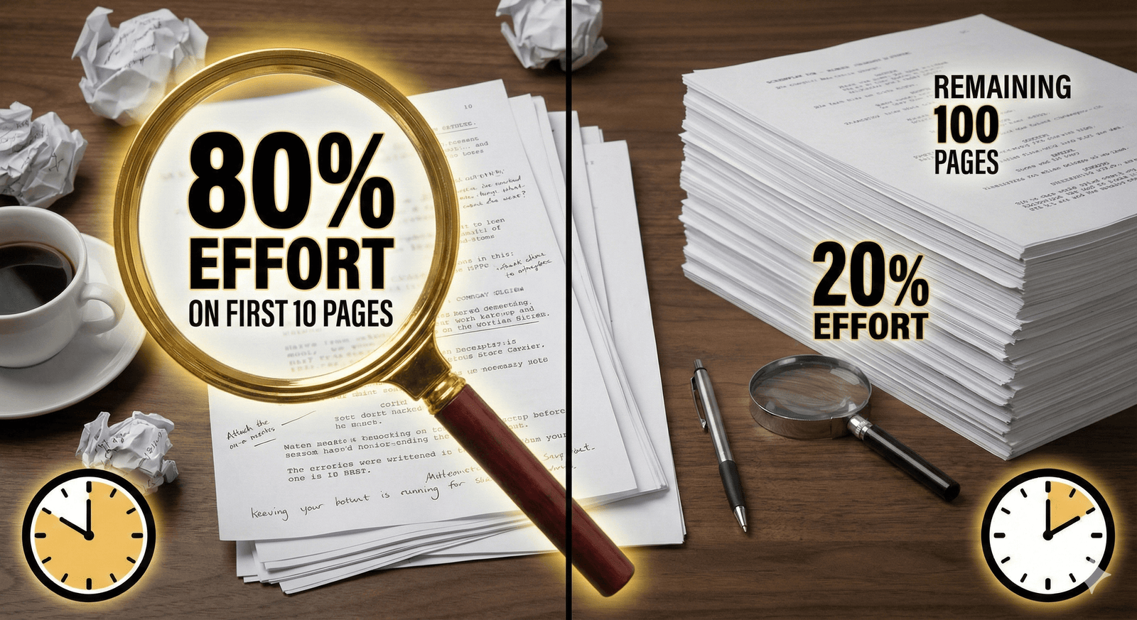 80% Effort on First 10 Pages Graphic
